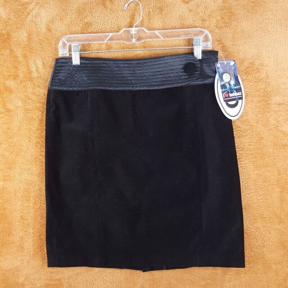 BEHNAZ SARAFPOUR Womens Skirt Size 7 Black Pencil Velvet Knee Length TARGET